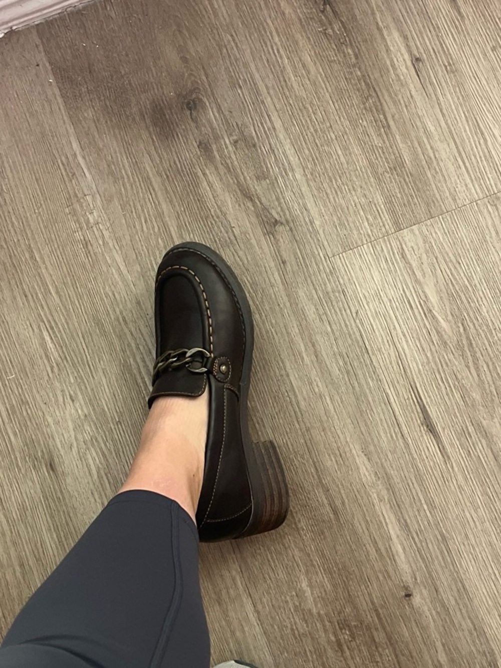 Dark Brown Leather Chain-Link Loafer